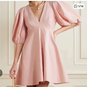 Zimmermann Dancer Linen Day Mini Dress In Blush Size 0